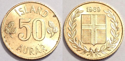 Исландия 50 аурар 1969, см. состояние, 72-023a