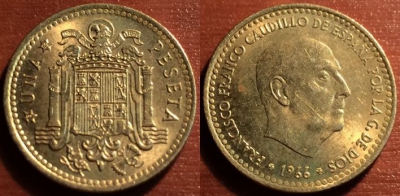 Испания 1 песета 1966 года, 49-048