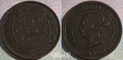 Канада 1 цент 1882 года, Королева Виктория, KM# 7, a087-059