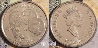 Канада 25 центов 1999 года, KM# 342, UNC, 160-125