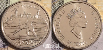 Канада 25 центов 1999 года, KM# 344, UNC, 160-118
