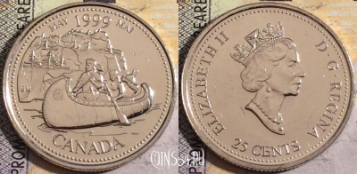 Канада 25 центов 1999 года, KM# 346, UNC, 160-119