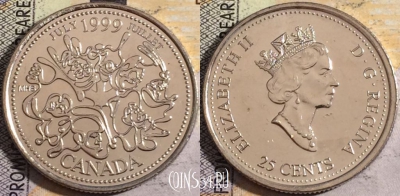 Канада 25 центов 1999 года, KM# 348, UNC, 160-123