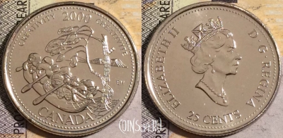 Канада 25 центов 2000 года, KM# 379, UNC, 160-113