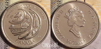 Канада 25 центов 2000 года, KM# 380, UNC, 160-114