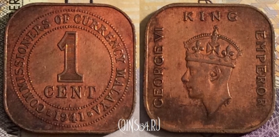 Малайя британская 1 цент 1941 года, KM# 2, 157-032