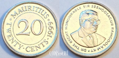 Маврикий 20 центов 1999, см. состояние, 81-057b
