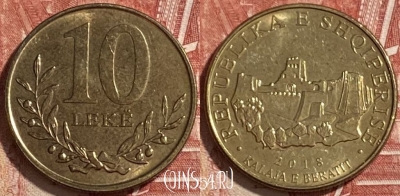 Албания 10 леков 2018 года, KM# 77a, 229r-013 ♛