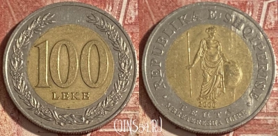 Албания 100 леков 2000 года, KM# 80, 361r-025 ♛