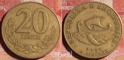 Албания 20 леков 2000 года, KM# 78, 129c-070