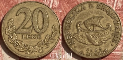 Албания 20 леков 2000 года, KM# 78, 237r-137