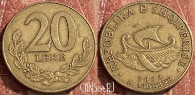 Албания 20 леков 2000 года, KM# 78, 462q-358