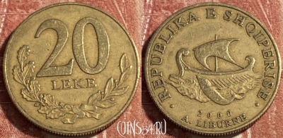 Албания 20 леков 2000 года, KM# 78, 499р-034 ♛