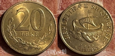 Албания 20 леков 2020 года, KM# 78a, 181s-115