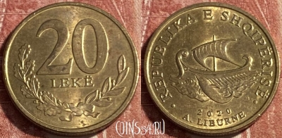 Албания 20 леков 2020 года, KM# 78a, 499р-054