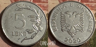 Албания 5 леков 2020 года, KM# 76, 218s-028