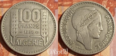 Алжир 100 франков 1950 года, KM# 93, 464q-499 ♛