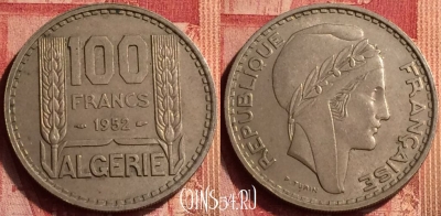 Алжир 100 франков 1952 года, KM# 93, 349o-125