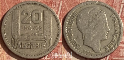 Алжир 20 франков 1949 года, KM# 91, 063q-049 ♛