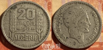 Алжир 20 франков 1949 года, KM# 91, 185p-098 ♛