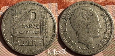 Алжир 20 франков 1949 года, KM# 91, 233s-028
