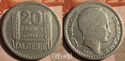 Алжир 20 франков 1949 года, KM# 91, 240s-046