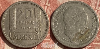 Алжир 20 франков 1949 года, KM# 91, 274p-022 ♛