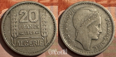 Алжир 20 франков 1949 года, KM# 91, 385s-018