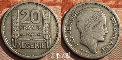 Алжир 20 франков 1949 года, KM# 91, 392s-123
