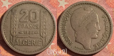 Алжир 20 франков 1956 года, KM# 91, 376-076