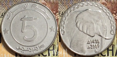 Алжир 5 динаров 2009 года, KM# 123, 129-124