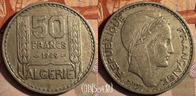 Алжир 50 франков 1949 года, KM# 92, 242s-024 ♛