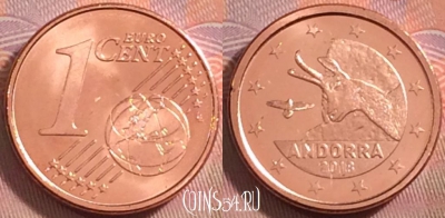 Андорра 1 евроцент 2018 года, KM# 520, UNC, 099k-005