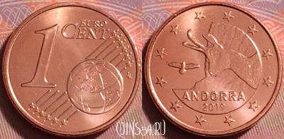 Андорра 1 евроцент 2019 года, KM# 520, UNC, 071k-125