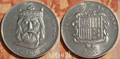 Андорра 1 сантим 2002 года, KM# 176, 462q-513