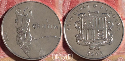 Андорра 1 сантим 2002 года, Пиренейская серна, 264-008