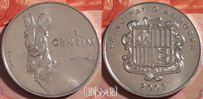 Андорра 1 сантим 2002 года, Пиренейская серна, 272-070