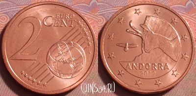 Андорра 2 евроцента 2019 года, KM# 521, UNC, 071k-117