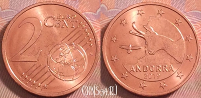 Андорра 2 евроцента 2019 года, KM# 521, UNC, 103k-047
