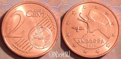 Андорра 2 евроцента 2019 года, KM# 521, UNC, 170k-059