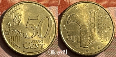 Андорра 50 евроцентов 2014 года, KM# 525, 467s-572 ♛