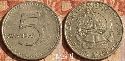 Ангола 5 кванз 1977 года, KM# 85, 104r-140