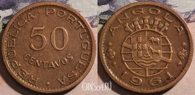 Ангола 50 сентаво 1961 года, KM# 75, a091-090