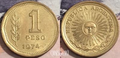 Аргентина 1 песо 1974 года, KM# 69, a116-010