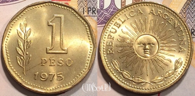 Аргентина 1 песо 1975 года, KM# 69, 128-047