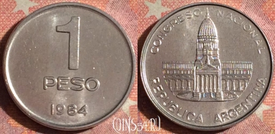 Аргентина 1 песо 1984 года, KM# 91, UNC, 379-136