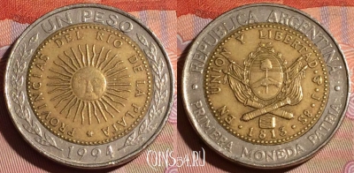 Аргентина 1 песо 1994 года, KM# 112, 157c-060
