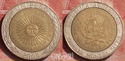 Аргентина 1 песо 2009 года, KM# 112, 168l-115