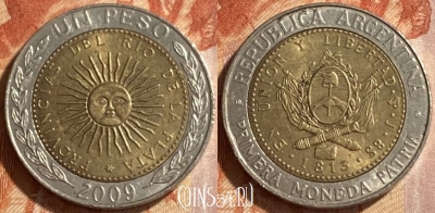 Аргентина 1 песо 2009 года, KM# 112, 209r-140