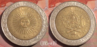 Аргентина 1 песо 2009 года, KM# 112, 261a-137